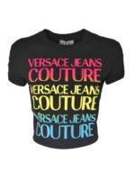 T-shirt crop nera stampata