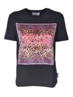 T-shirt nera con logo animalier