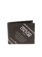 Portafoglio in pelle nera con Logo Etichetta