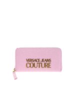 Portafoglio saffiano rosa logo in metallo