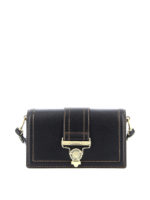 Borsa in pelle con impunture a contrasto