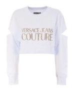 Felpa crop con logo in strass