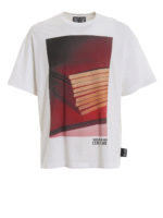 T-shirt bianca con maxi stampa foto Couture