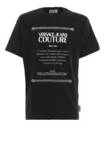 T-shirt nera in cotone con stampa etichetta