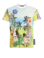 T-shirt in jersey con stampa pappagalli