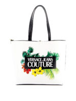 Shopper in similpelle con stampa tropicale