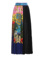 Gonna plissettata fantasia tropicale