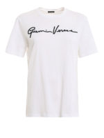 T-shirt bianca con ricamo GV Signature