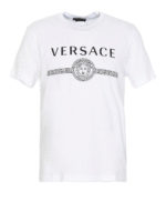 T-shirt bianca con stampa logo e Medusa Head