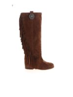 Stivali scamosciati con frange marroni
