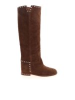 Stivali marroni scamosciati con borchie