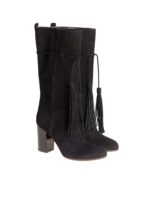 Stivale in pelle scamosciata con nappe