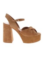 Sandali in suede marrone con intreccio
