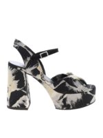 Sandali neri e dorati con fascia annodata