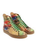 Sneaker beige con stampa multicolor