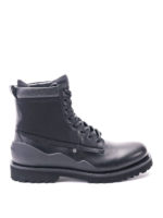 Anfibi in pelle con dettagli in tessuto