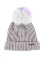 Berretto misto lana con pompon in pelliccia