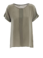 Blusa verde in seta e misto cotone