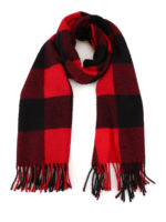 Sciarpa in lana a quadri con frange