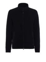 Felpa con zip nera in lana e cotone