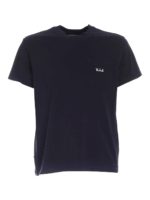 T-shirt blu con ricamo logo