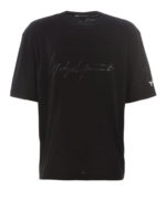 T-shirt oversize nera con logo signature
