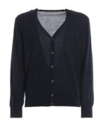 Cardigan in lana pettinata con scollo a V