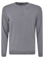 Pullover girocollo in lana grigia