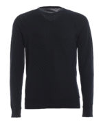 Pull girocollo in cotone blu scuro