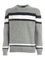 Pullover grigio melange con motivo a righe