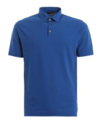 Polo tinta unita in cotone blu